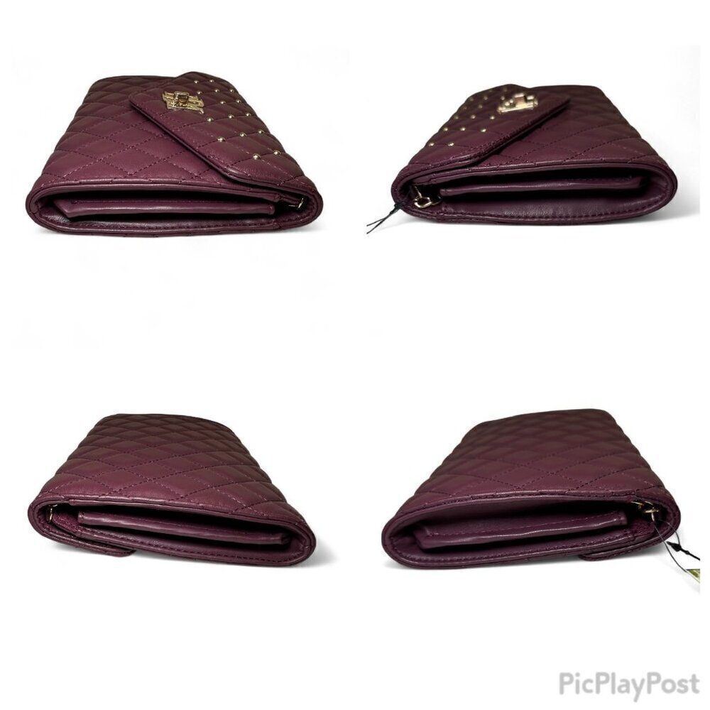 Badgley Mischka Diamond Quilt Convertible Crossbody - Plum/Burgundy - Picture 15 of 16